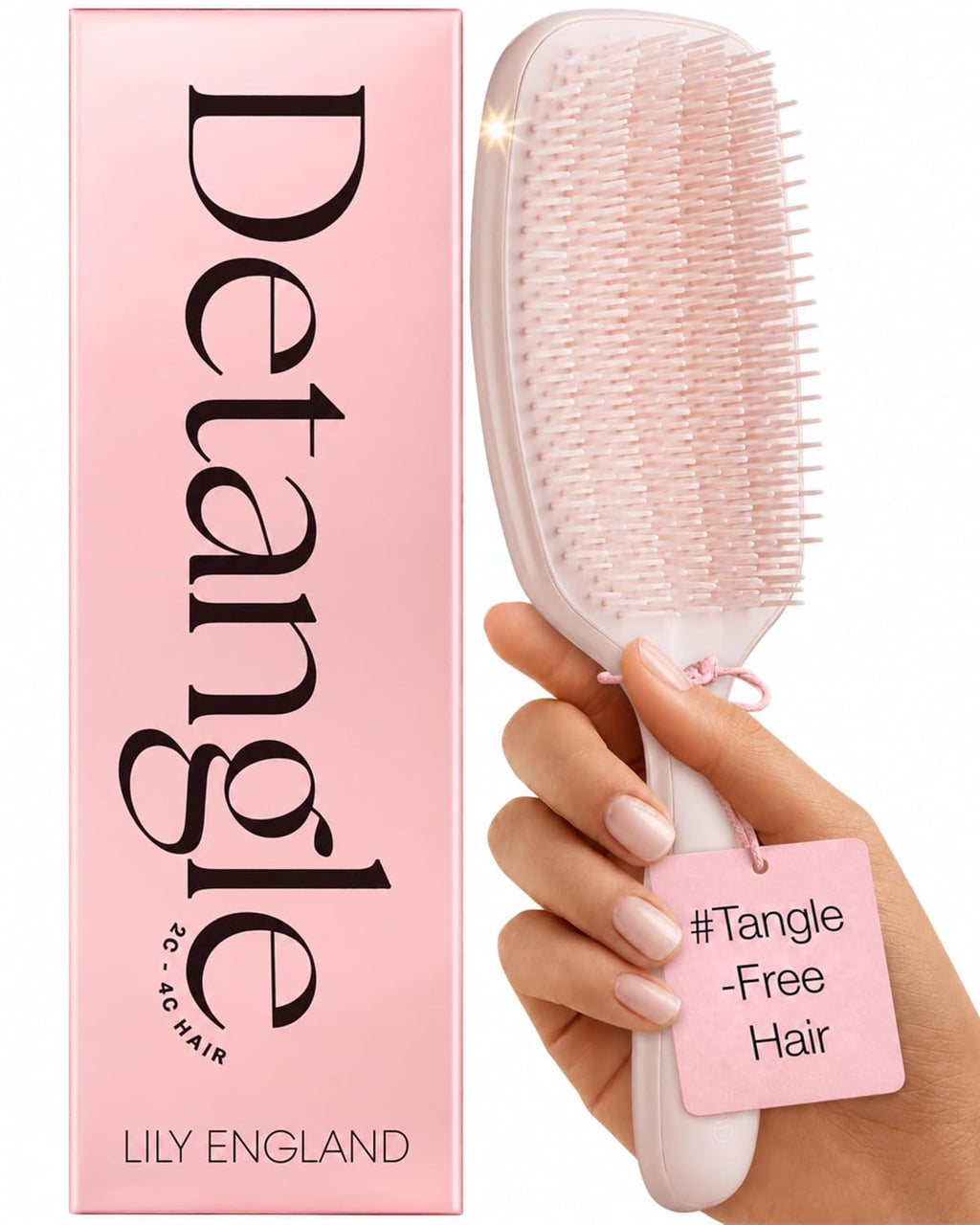 Lily England Detangler Hair Brush for Women for Curly Wet & Dry Hair, Rose