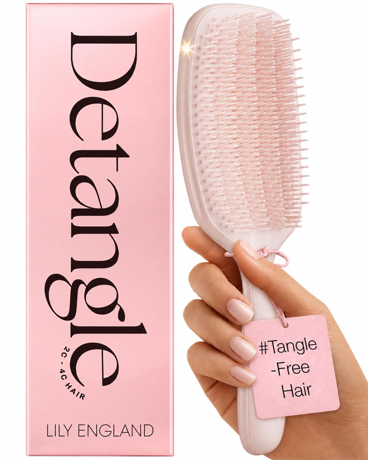 Lily England Detangler Hair Brush for Women for Curly Wet & Dry Hair, Rose