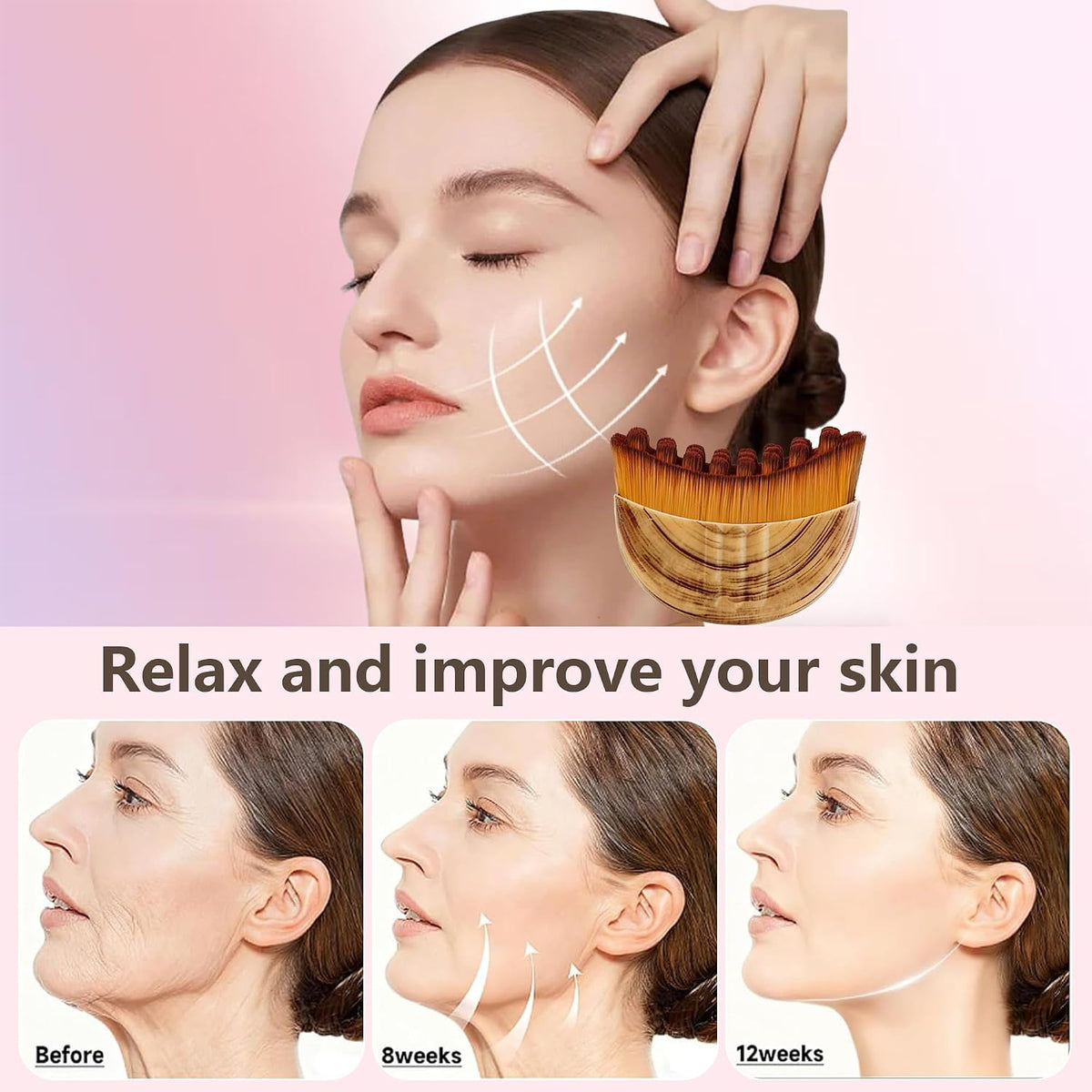 Lymphatic Contour Face Brush(2-PCS),Super Soft Manual Lymphatic Drainage Massager for Sculpting, Relieve Fatigue & Reduc