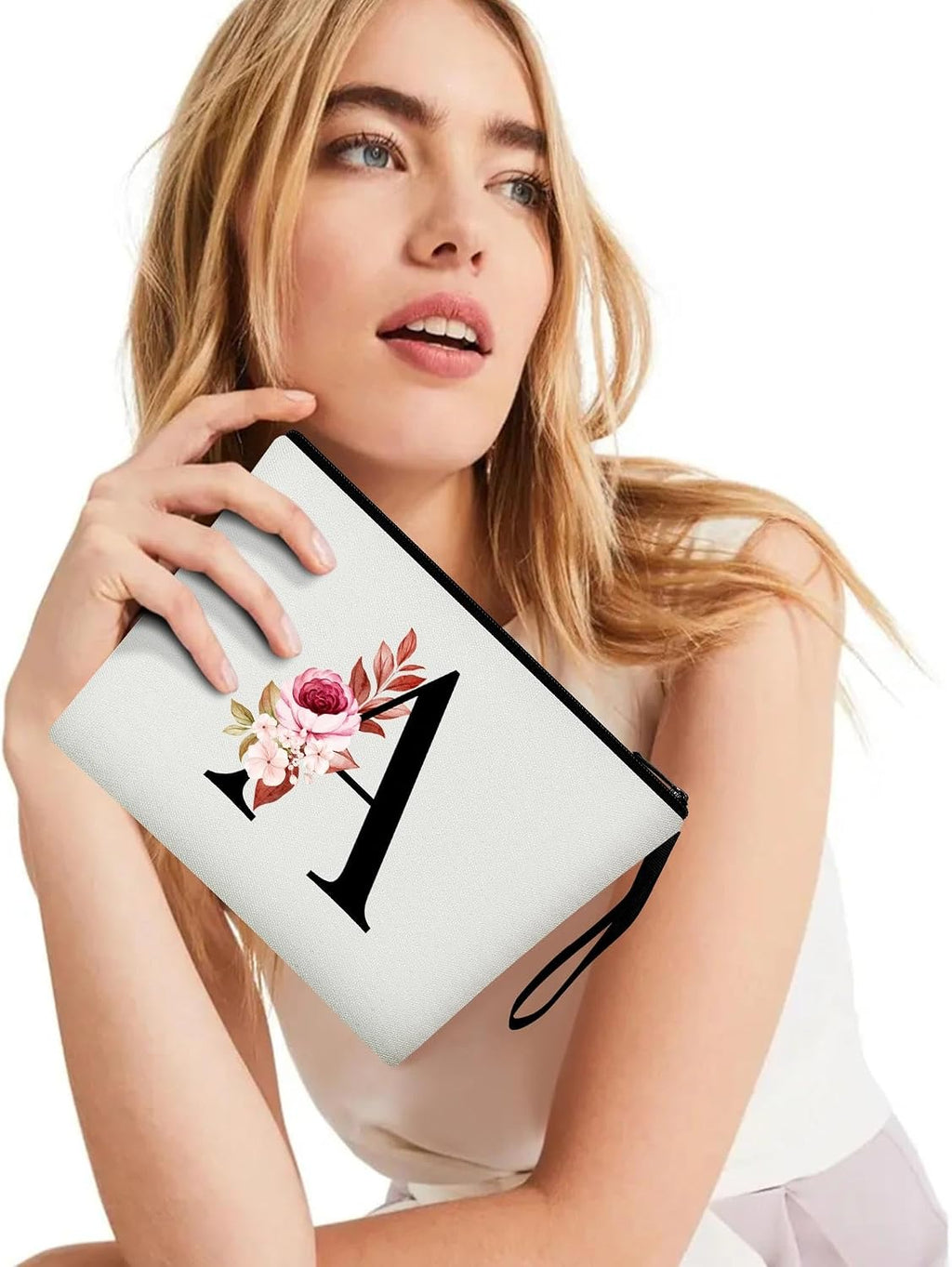 Vavabox A-Z Personalized Makeup Bag, Birthday Gifts for Women Mom, Gifts for Best Friend, Bride Bridesmaid Cosmetic bag 