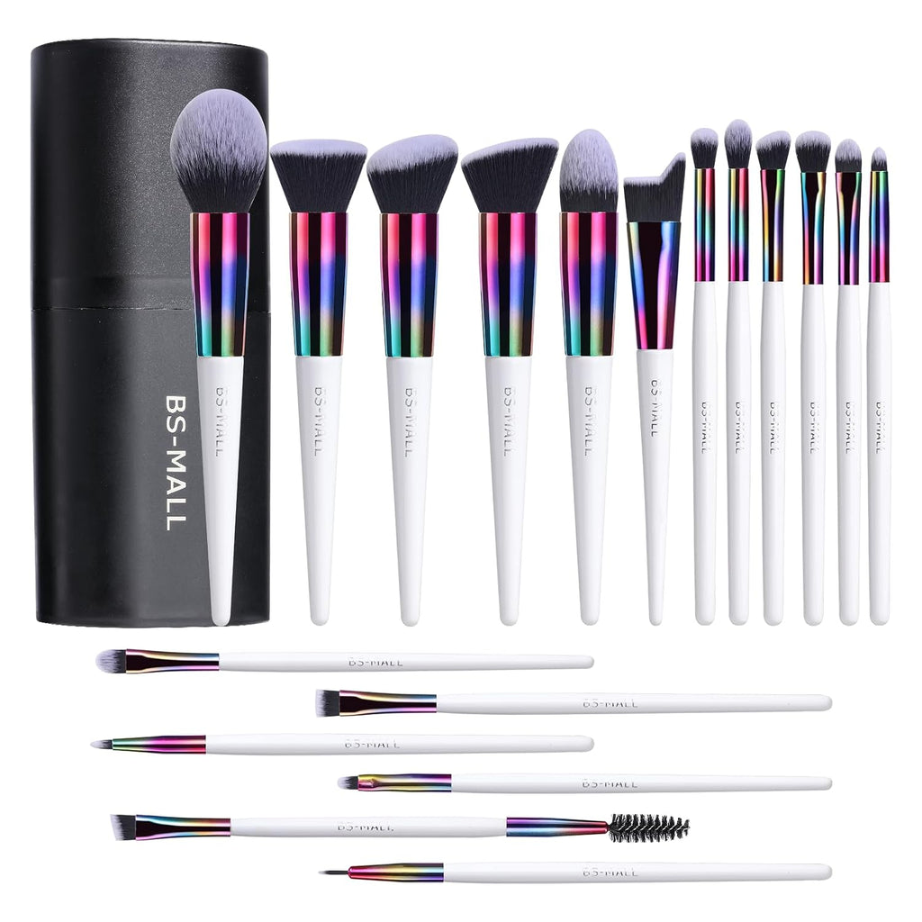 BS-MALL Makeup Brush Set 18 Pcs Professional Foundation Powder Concealers Eyeshadow Blush Synthetic Makeup Brushes with 