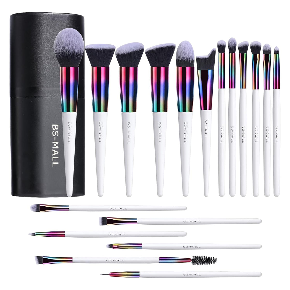 BS-MALL Makeup Brush Set 18 Pcs Professional Foundation Powder Concealers Eyeshadow Blush Synthetic Makeup Brushes with 
