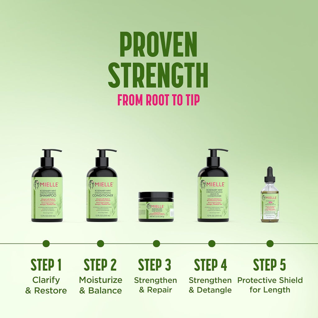 Mielle Organics Rosemary & Mint Light Hair Oil, Split Ends & Dry Scalp Treatment - Infused with Biotin & Essential Oils 