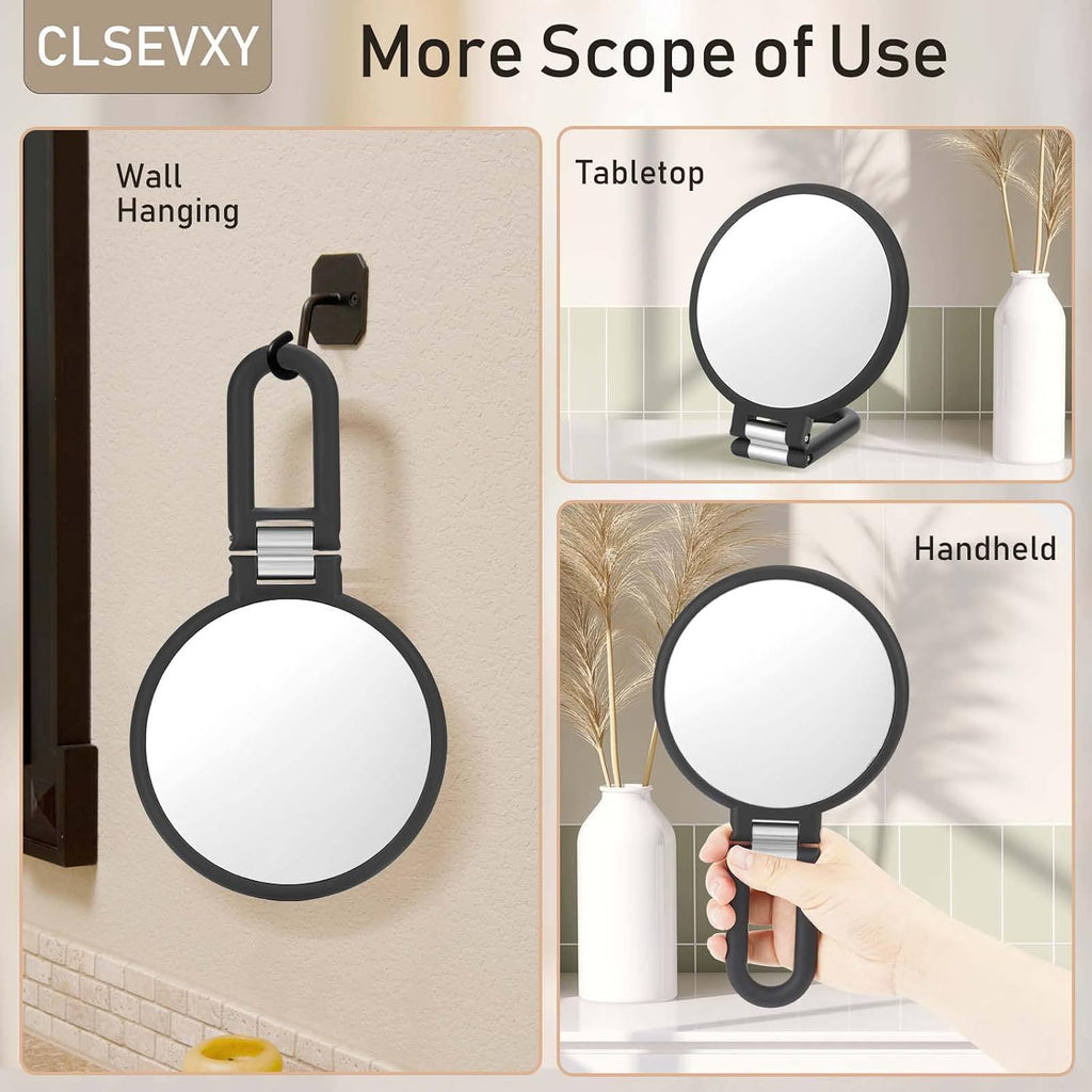 CLSEVXY Magnifying Handheld Mirror Double Sided, 1X 15X Magnification Hand Mirrors, Travel Folding Hand Held Mirror, 360
