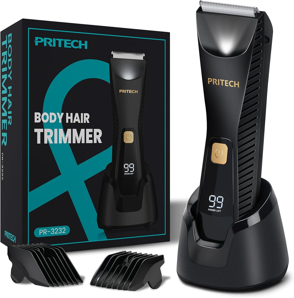 PRITECH Manscape Body Hair Trimmer - Waterproof Pubic Hair Ball Trimmer, Ceramic Blade Shavers Electric Razors for Men w
