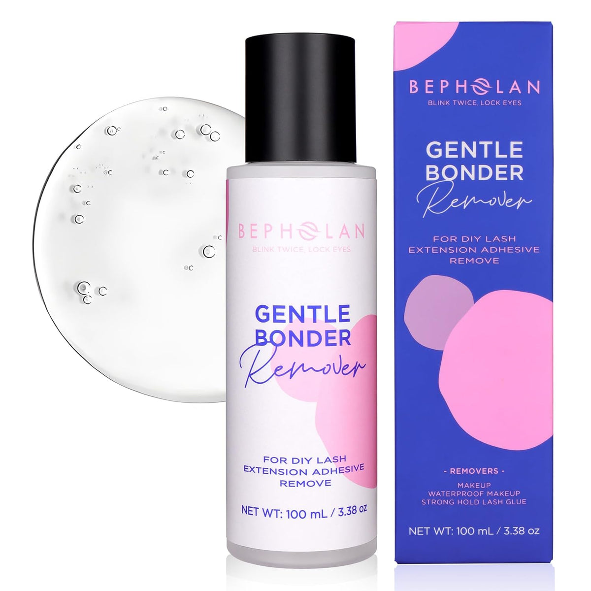 BEPHOLAN Cluster Lash Glue Remover 100ml, Makeup Remover for Sensitive Eyes