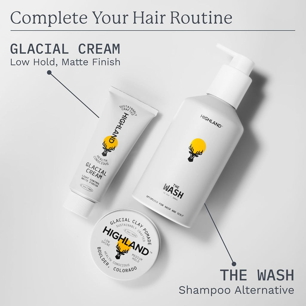 Highland Glacial Hair Clay Pomade - Award winning hair styling clay for men and women made with 100% all natural and org