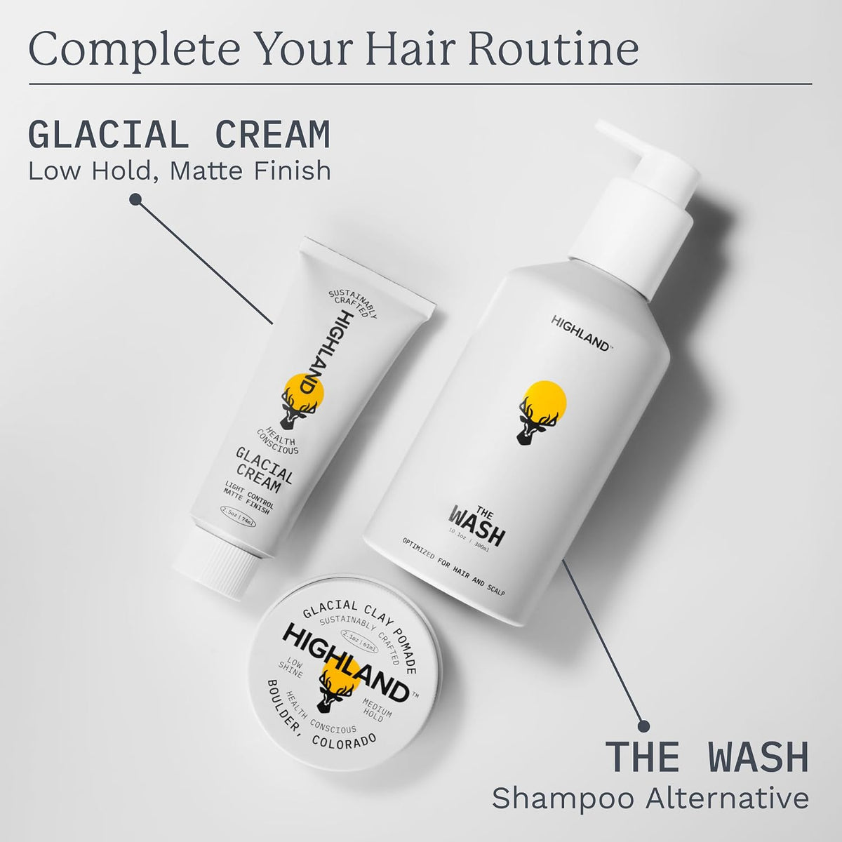 Highland Glacial Hair Clay Pomade - Award winning hair styling clay for men and women made with 100% all natural and org
