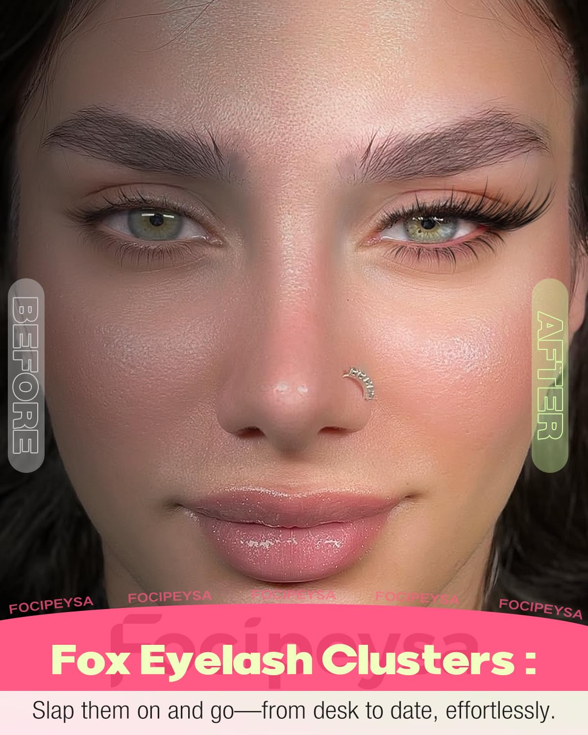 Focipeysa Wispy Lash Clusters Spiky Eyelash Clusters 10-18mm Eyelash Extensions Fox Eye Eyelash Right Left Individual La