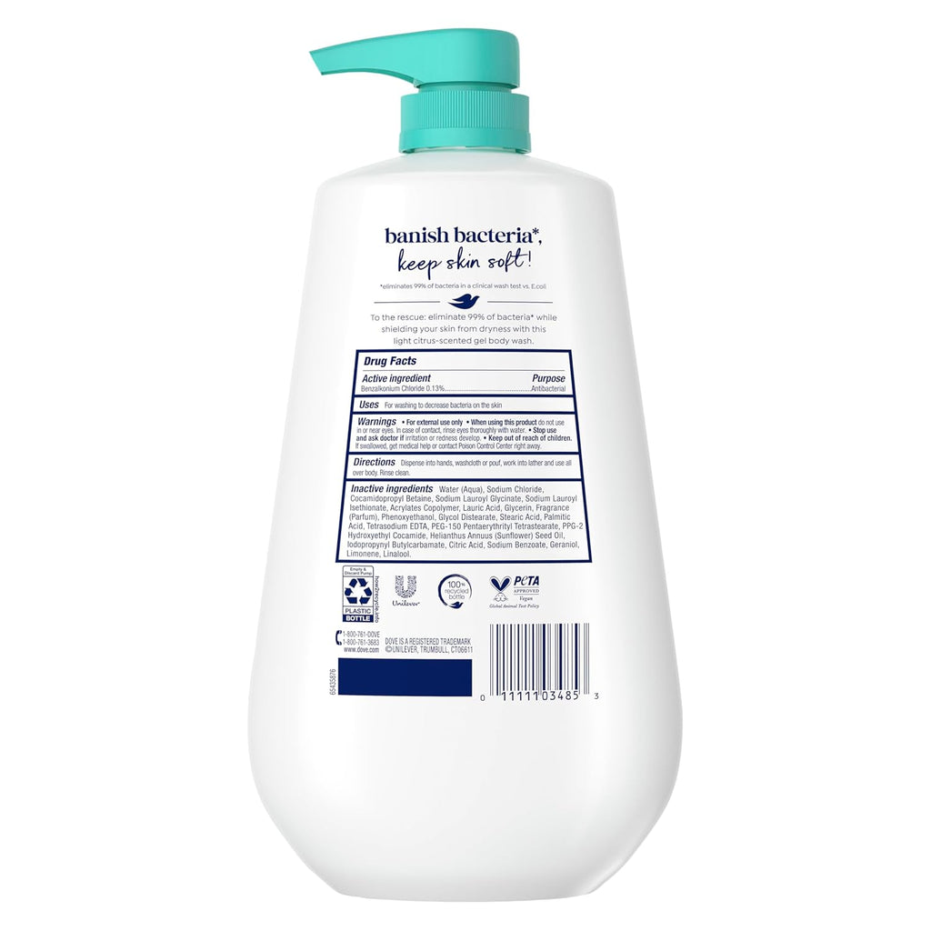 Dove Body Wash Antibacterial For All Skin Types 30.6 oz Pump, Sulfate Free