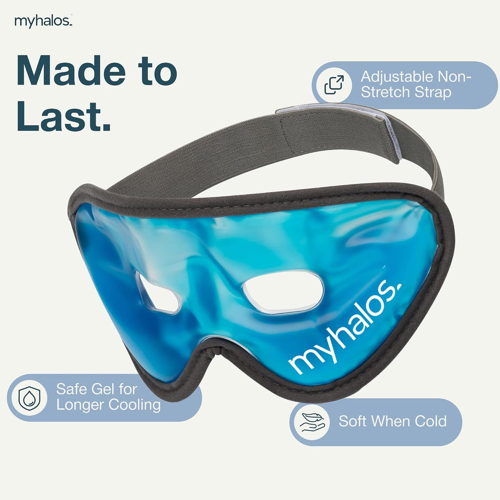 MyHalos Cooling Gel Eye Mask, Cold Ice Pack for Puffy Eyes & Dark Circles