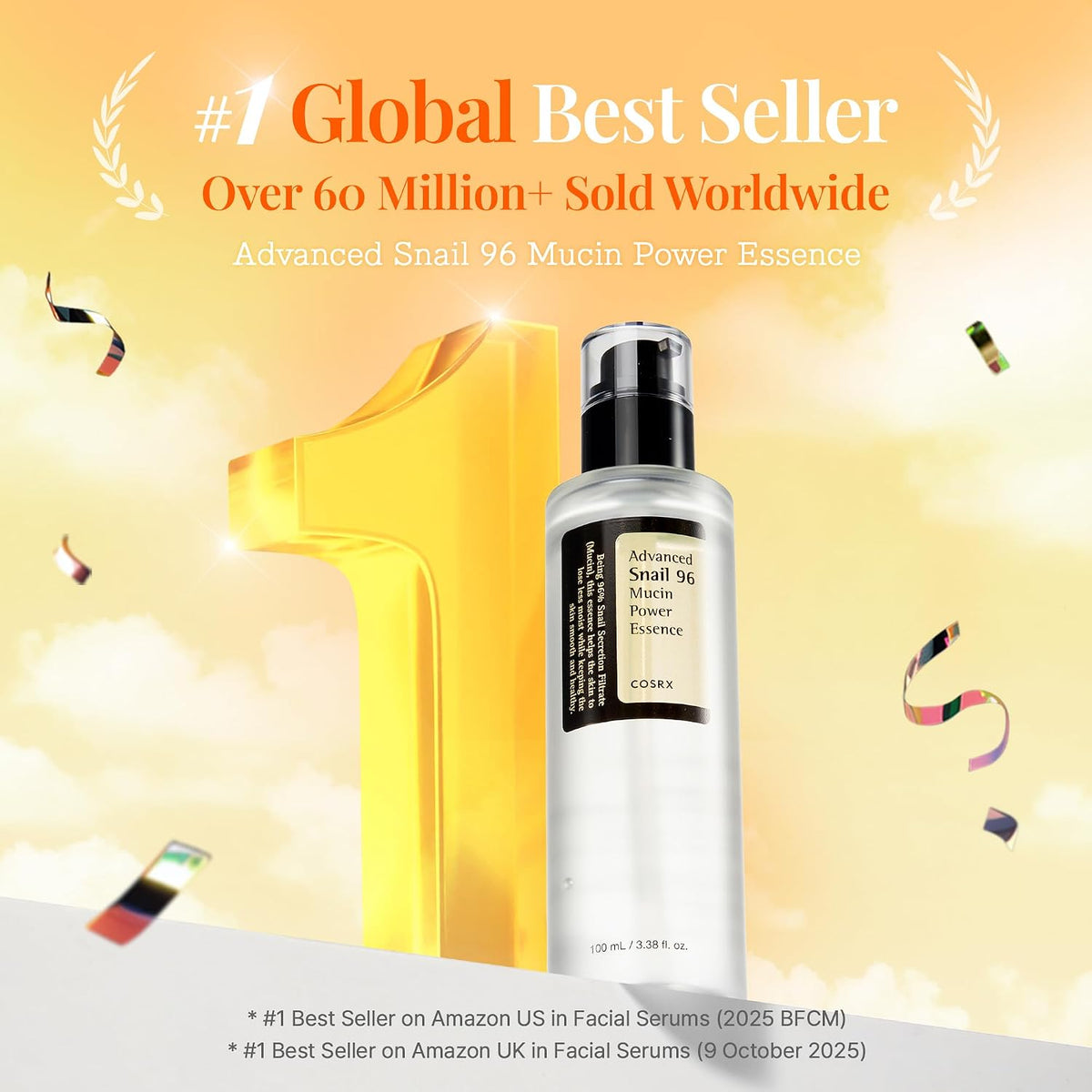 COSRX Snail Mucin 96% Repairing Serum for Sooothing & Hydrating 3.38 oz.