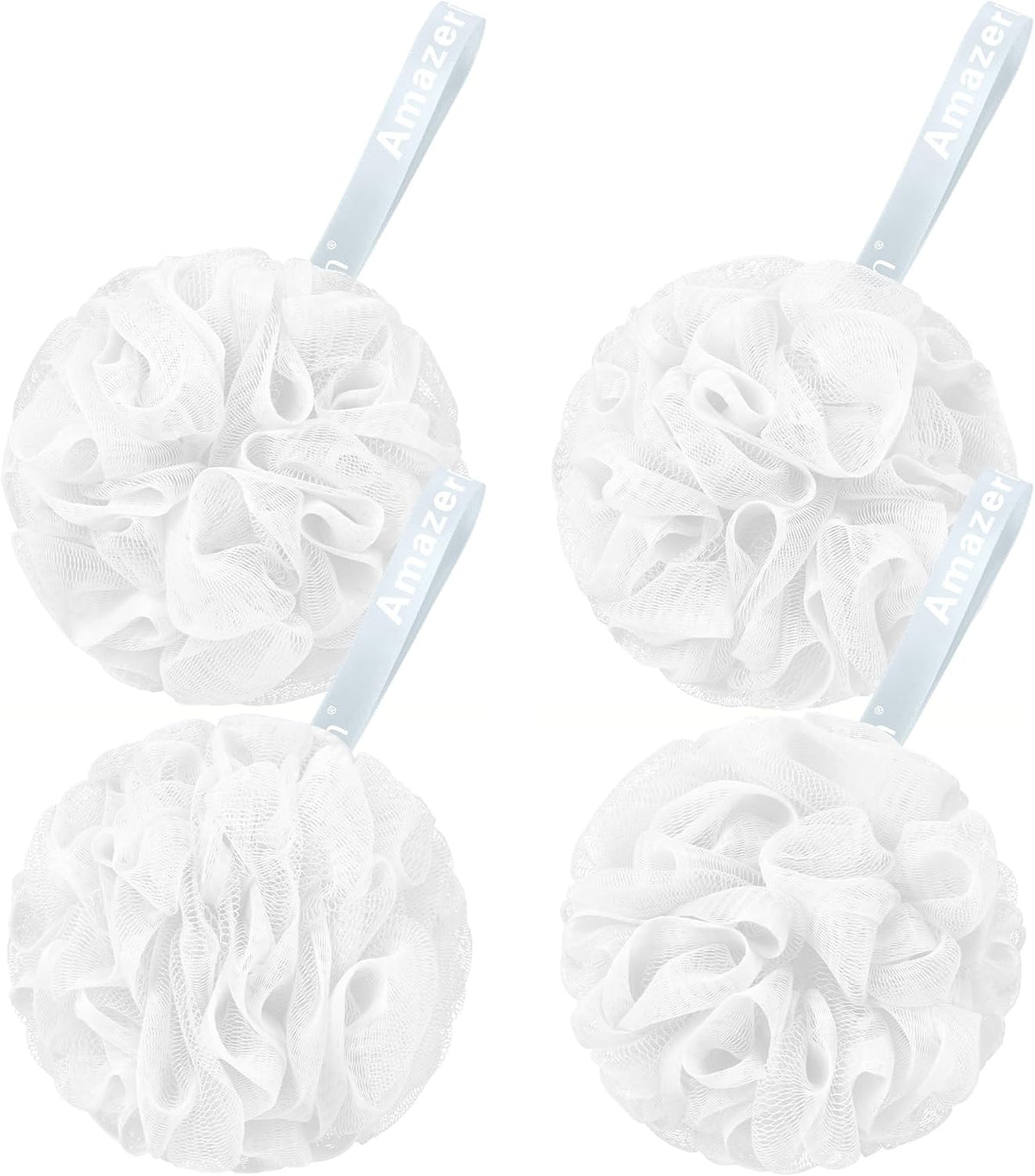AmazerBath Loofah Sponge 75g/Piece, Exfoliating Bath Sponge Body Scrubber - Loofa Set of 4 Flower Color (Large, Green-Pu