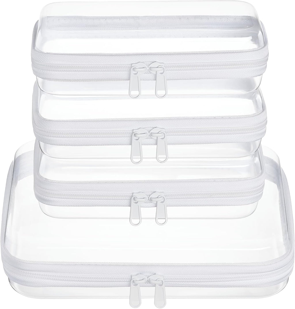 Clear Zipper Pouches, Hard Shell Zipper Case (M+3S)