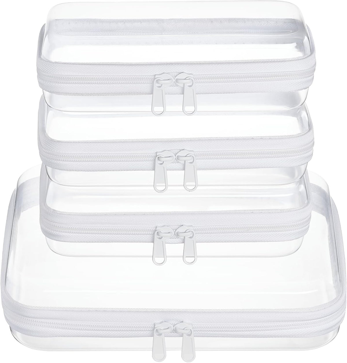 Clear Zipper Pouches, Hard Shell Zipper Case (M+3S)