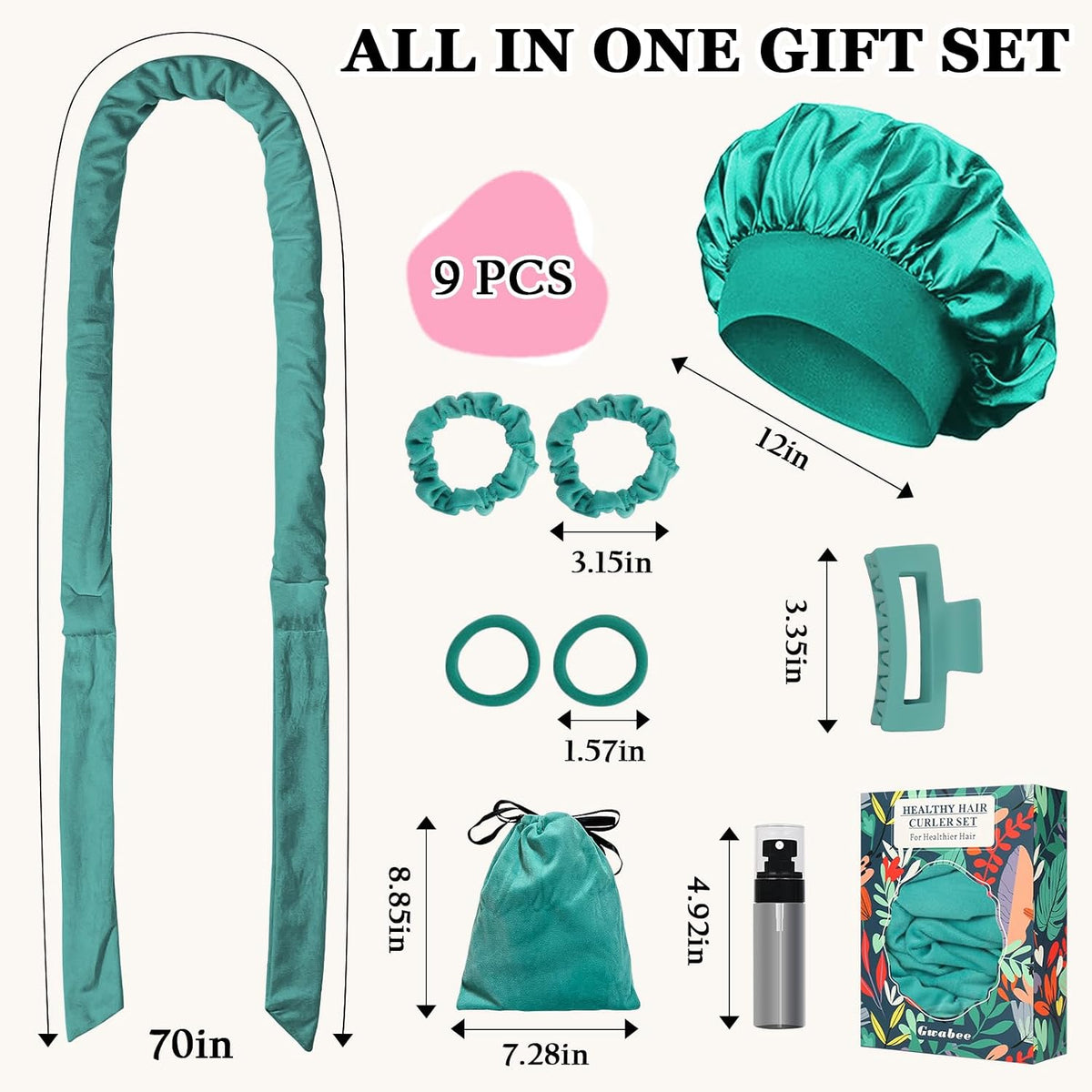 Velvet Heatless Curls Overnight Hair Curlers to Sleep In