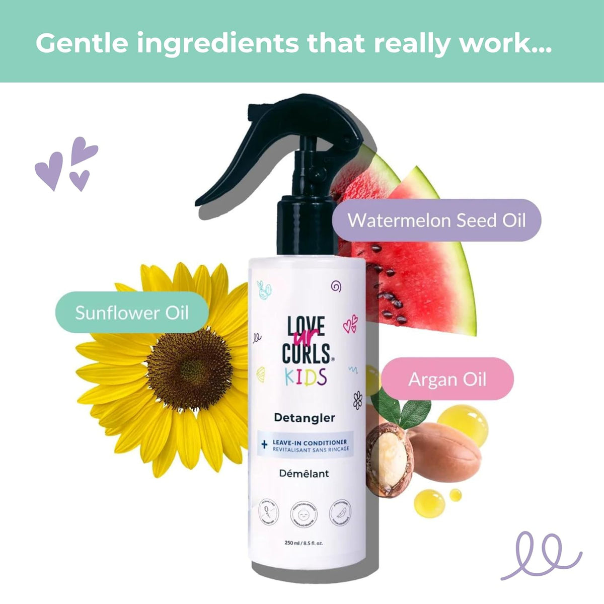 Love Ur Curls Kids Detangler Spray - Leave In Conditioner, Fragrance Free