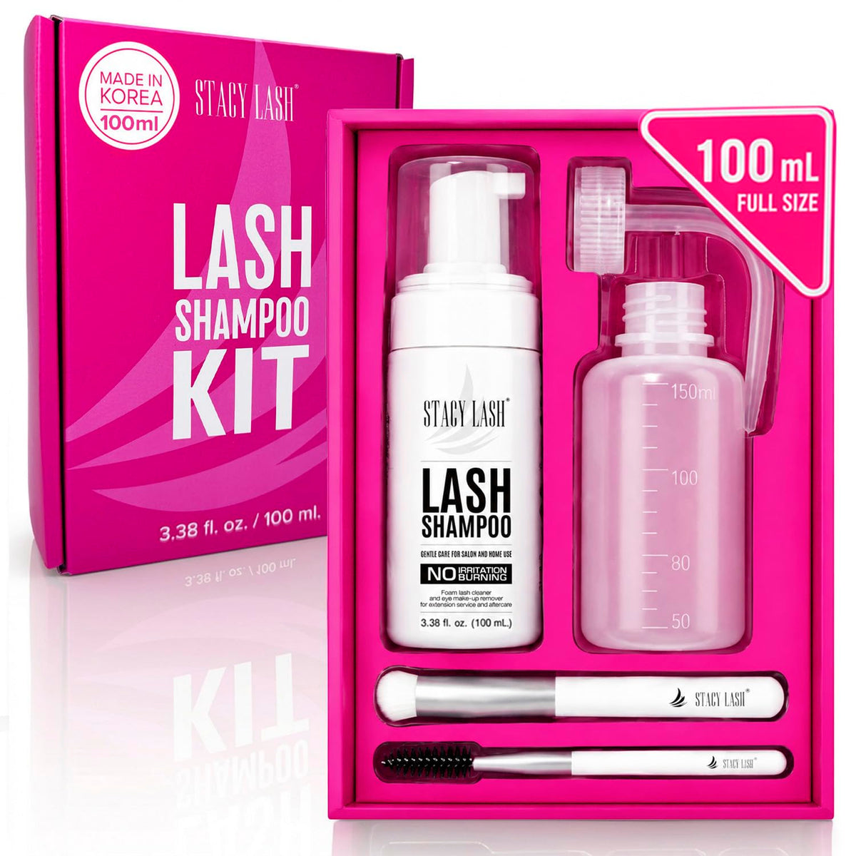 STACY LASH Eyelash Extension Shampoo + Brush / 1.69 fl.oz / 50ml / Korean Makeup Remover/Eyelid Foaming Cleanser/Wash fo