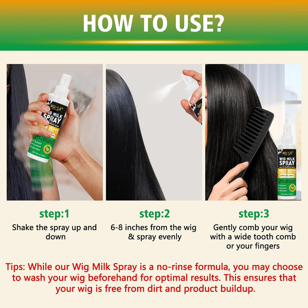 Goiple Wig Milk Spray Wig Spray for Synthetic Hair, Leave-In Conditioner for Hair Wigs, Conditioner ＆ Detangler 2 in 1 M