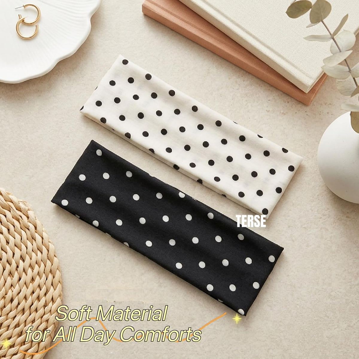 TERSE Polka Dot Headbands for Women Trendy Women Hair Accessories: Cute Head Bands for Women's Hair Fashion Hairbands 6P