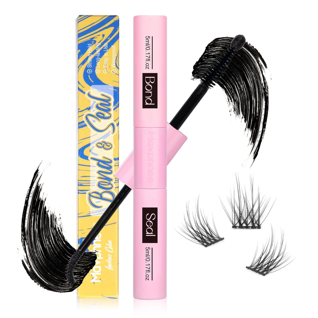 Lash Glue Bond and Seal Long Lasting Strong Hold Waterproof 2 in 1 Cluster Eyelash Glue for DIY Lash Extensions by Mavph