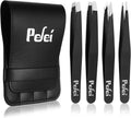 Pefei Tweezers Set - Professional Stainless Steel Tweezers for Eyebrows - Great Precision for Facial Hair, Splinter and 