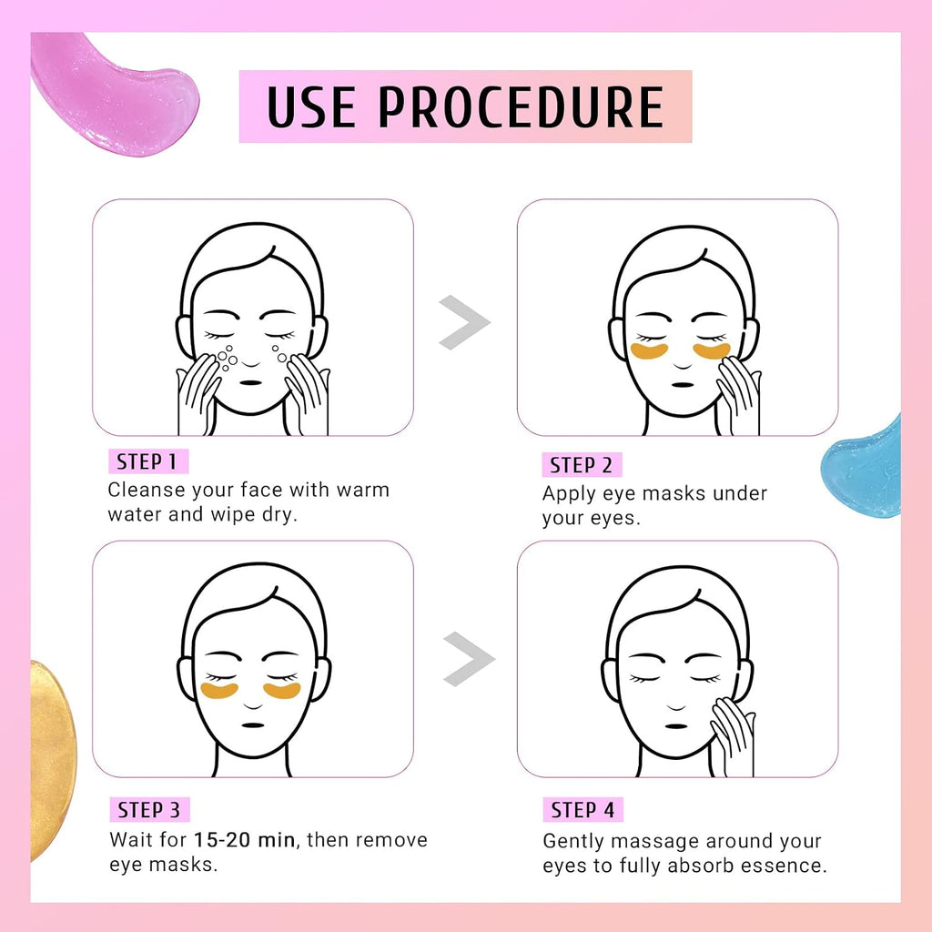 PEAUAMIE Under Eye Patches Gold and Hyaluronic Acid for puffy eyes,Rose Eye Masks for Dark Circles and Puffiness skin ca