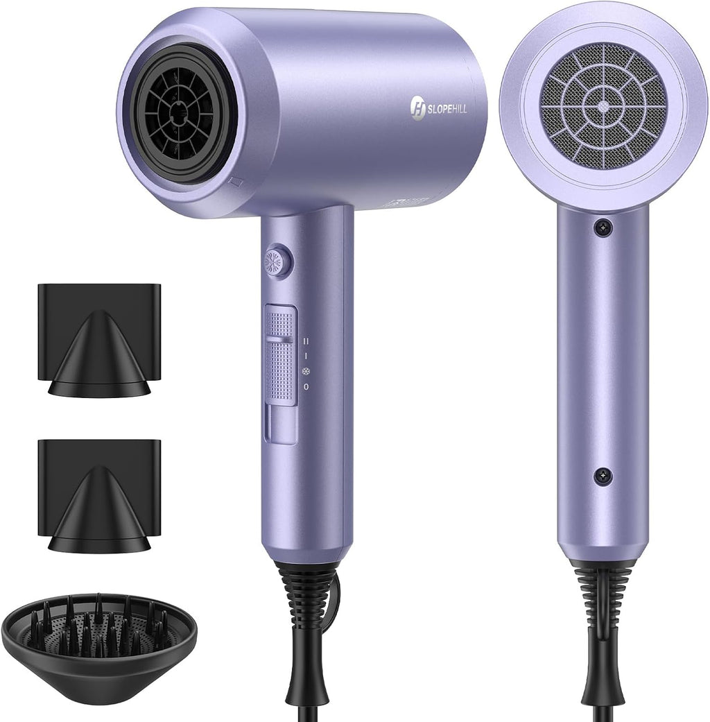 slopehill Professional Ionic Hair Dryer, Powerful 1800W Fast Drying Low Noise Blow Dryer with 2 Concentrator Nozzle 1 Di