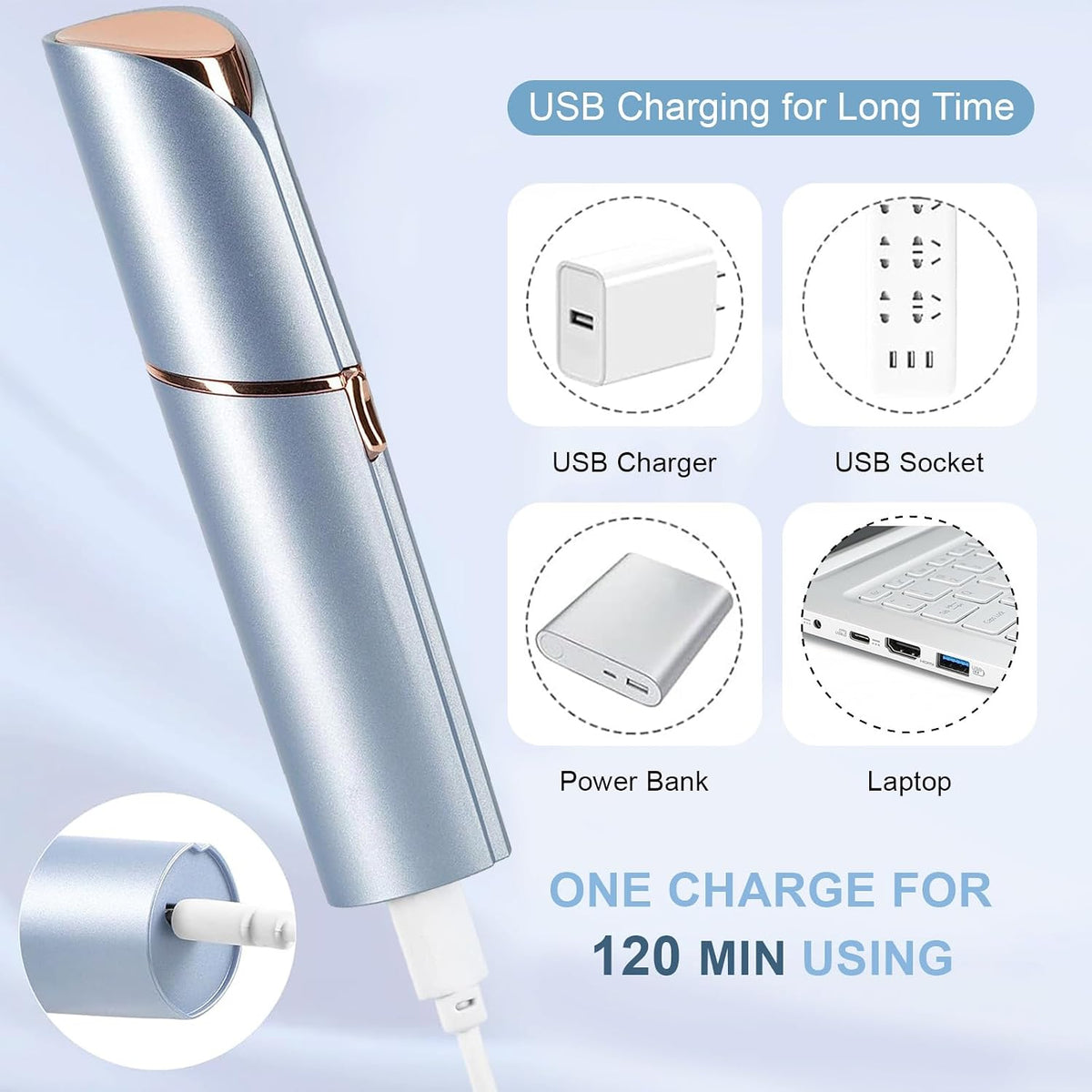 innobeaut Painless Electric Facial Hair Remover for Women, USB Rechargeable