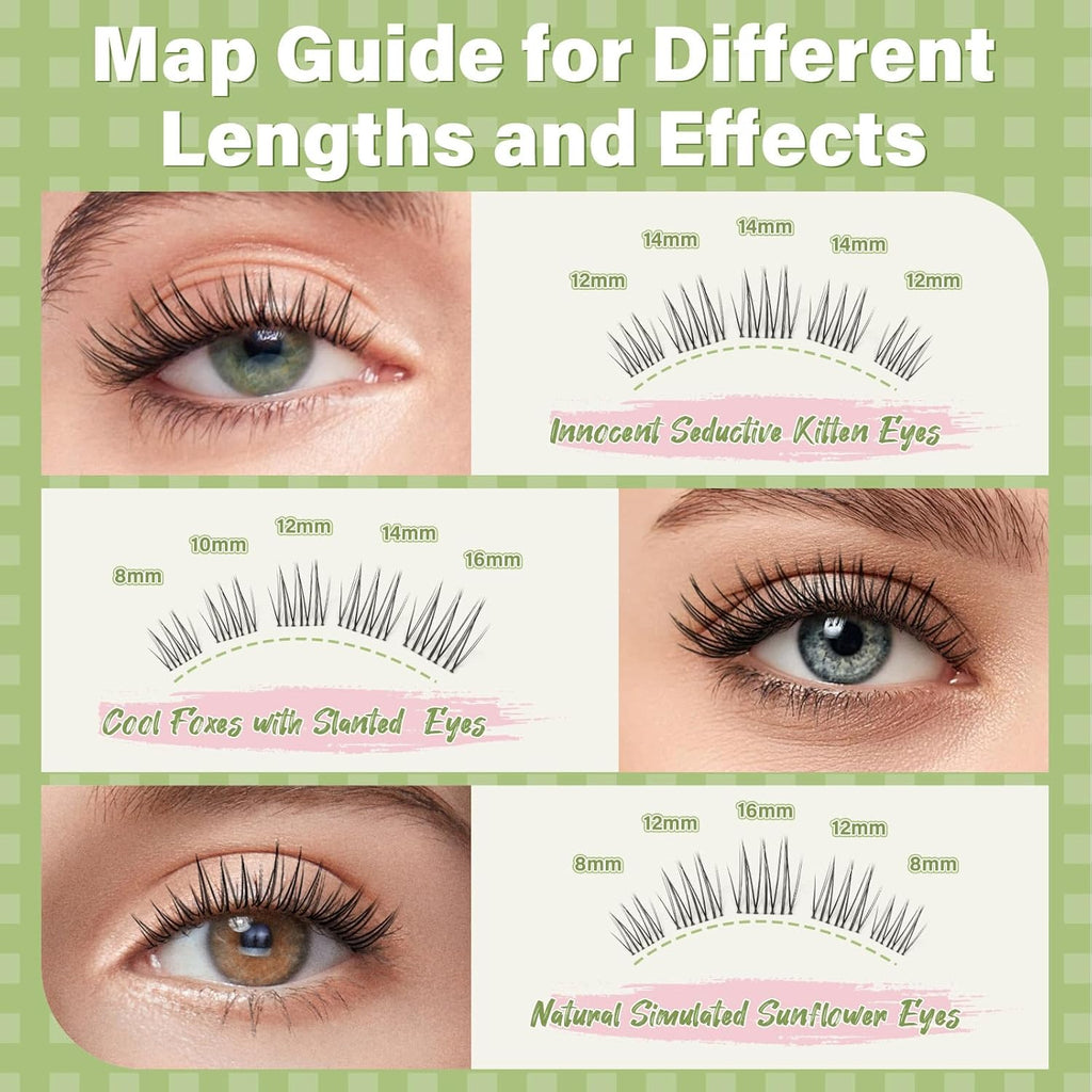 KEYYOU Natural Lash Clusters,Aurora Wispy Lashes,Seamless Mascara Look