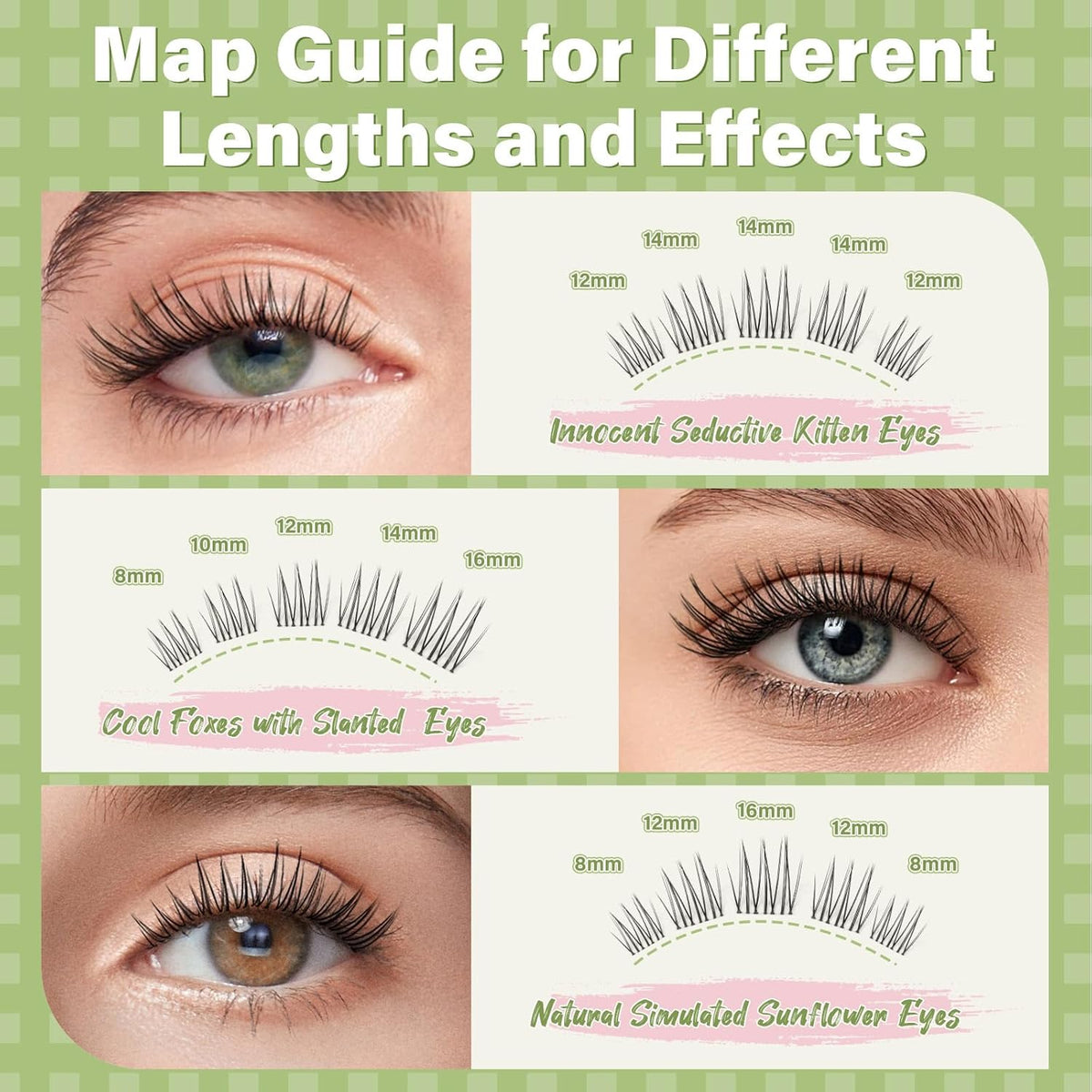 KEYYOU Natural Lash Clusters,Aurora Wispy Lashes,Seamless Mascara Look