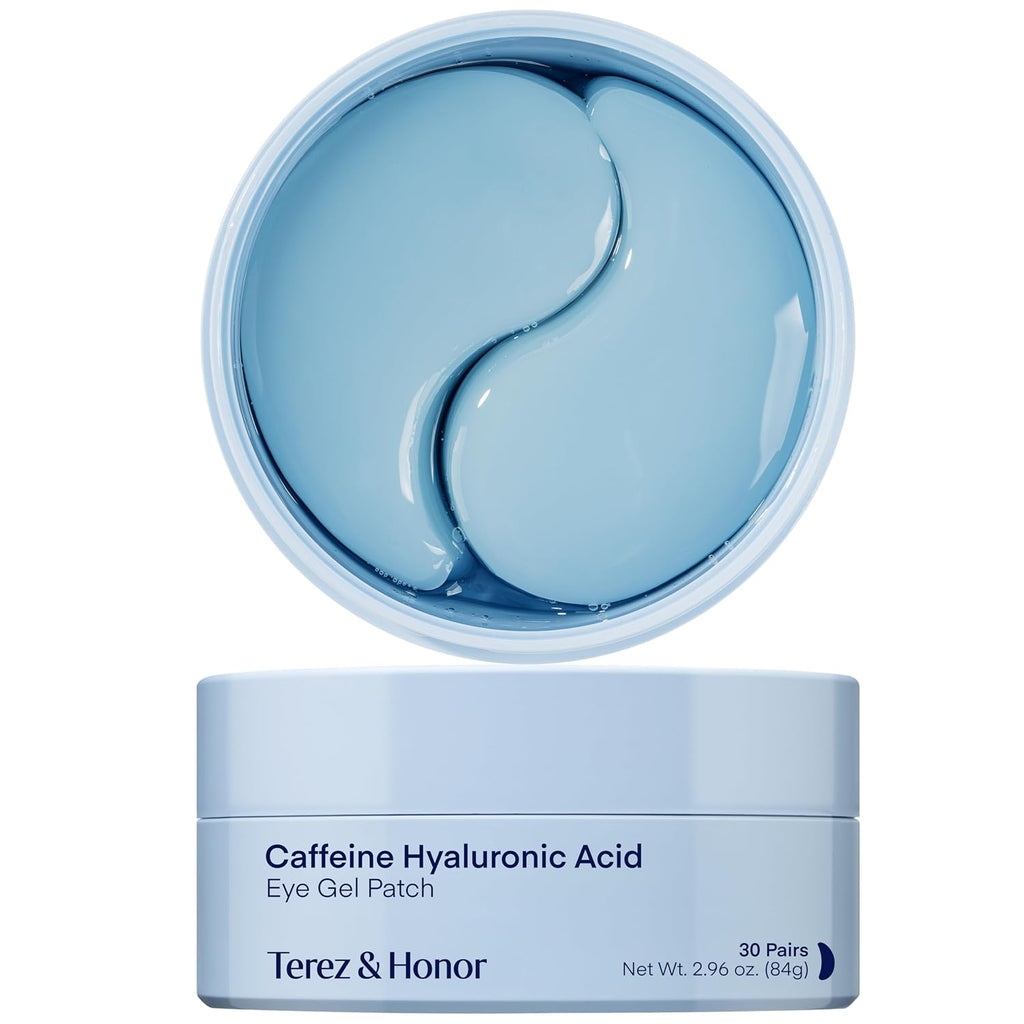 TEREZ & HONOR Caffeine Under Eye Patches - 60 Korean Hydrogel Eye Masks for Puffy Eyes & Dark Circles with Hyaluronic Ac