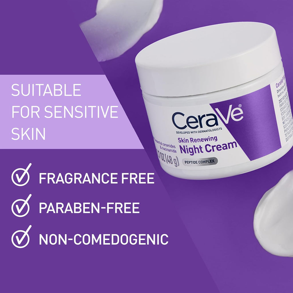 CeraVe Night Cream, Facial Moisturizer with Peptides & Niacinamide, 1.7oz