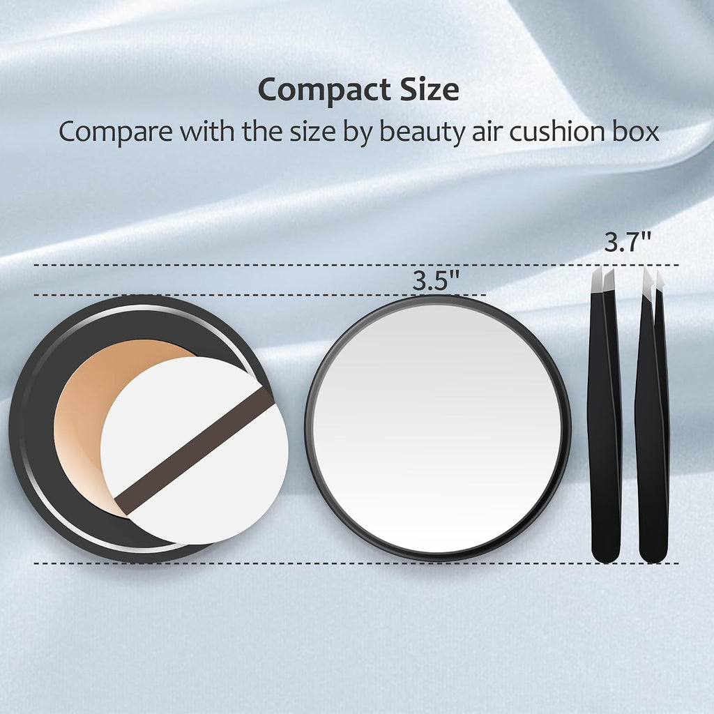 MIYADIVA 40X Magnifying Mirror, 3.5 Inch Round Compact Mirror with Suction Cup, Stainless Steel Tweezers, Perfect for Ma