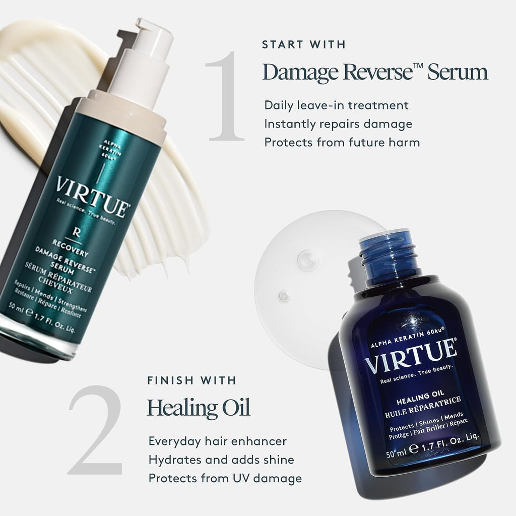 Virtue Correct Healing Hair Oil, Repair, Frizz Control & Shine, 1.7 Fl Oz