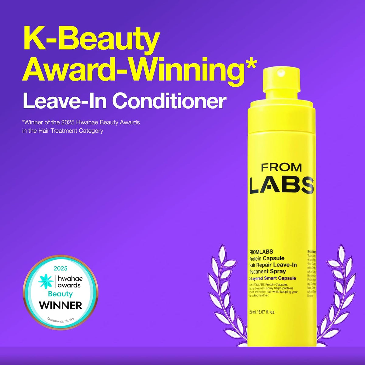 FROMLABS Protein Leave-In Conditioner Spray | Heat Protectant, Keratin Anti-Frizz Detangler for Damaged, Dry, Curly & Wa