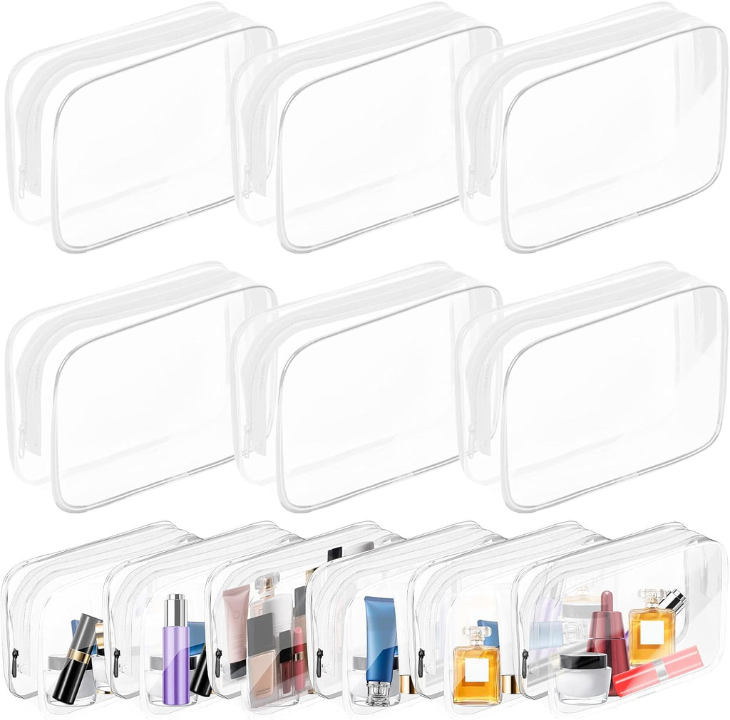 AURUZA Clear Makeup Bag,Portable Travel Toiletry Bags with Zipper, TSA Approved Clear Organizer Bags, PVC Cosmetic Pouch