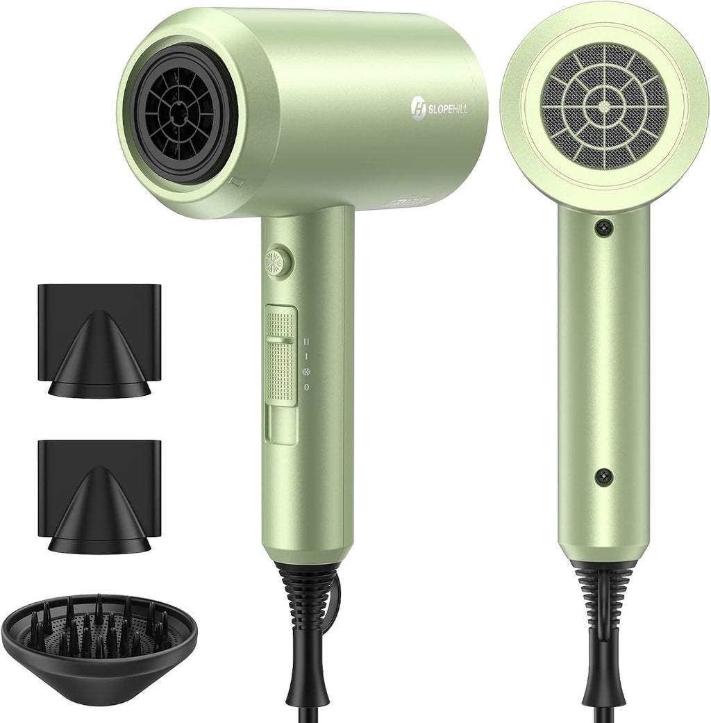 slopehill Professional Ionic Hair Dryer, Powerful 1800W Fast Drying Low Noise Blow Dryer with 2 Concentrator Nozzle 1 Di