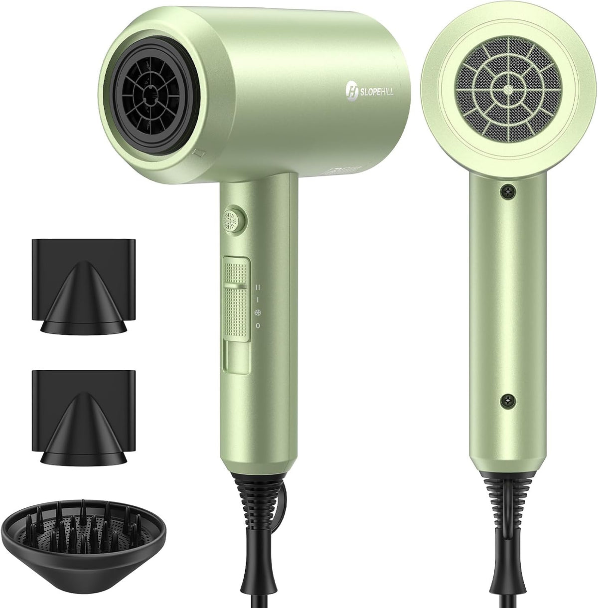 slopehill Professional Ionic Hair Dryer, Powerful 1800W Fast Drying Low Noise Blow Dryer with 2 Concentrator Nozzle 1 Di