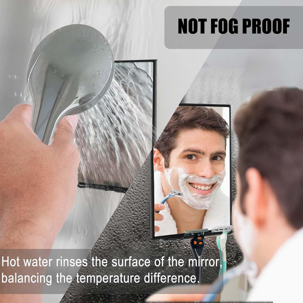 LFOYOU Shower Mirror for Shaving & Washing Your Face with a Squeegee - Built-in Two Razor Holder, 360°Rotation Adjustabl
