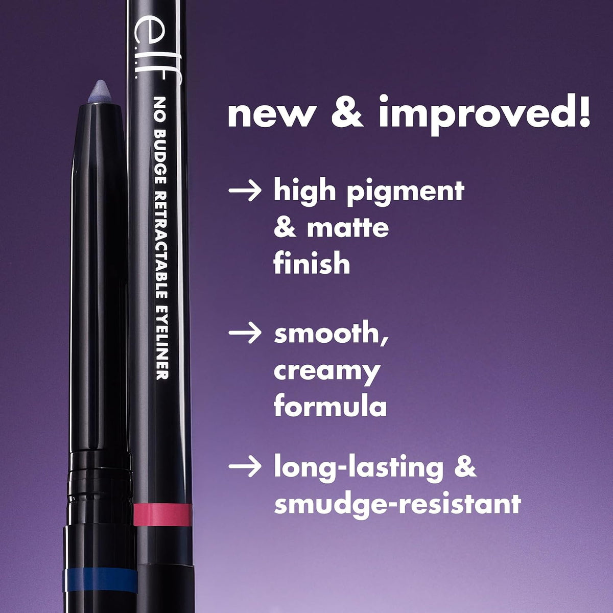e.l.f. No Budge Retractable Eyeliner, Creamy, Ultra-Pigmented & Waterproof, Creates Bold & Defined Lines, Vegan & Cruelt