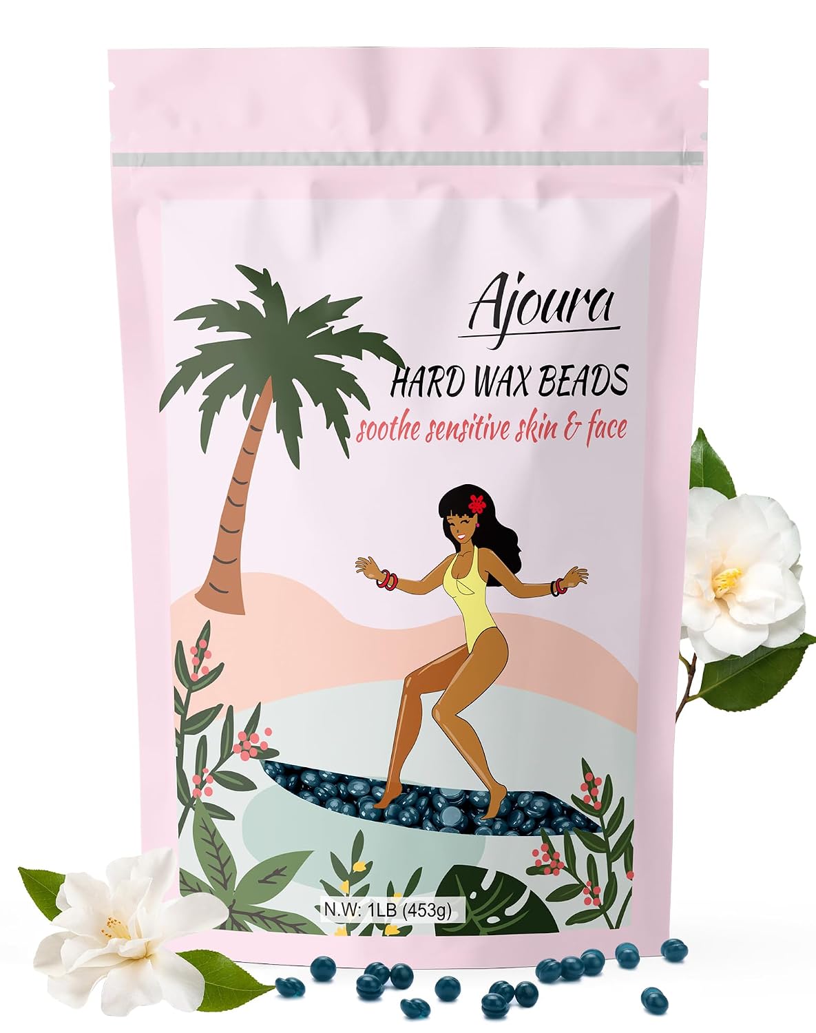 Ajoura 1 lb Refill Hard Wax Beads for Hair Removal, Brazilian Coarse Waxing