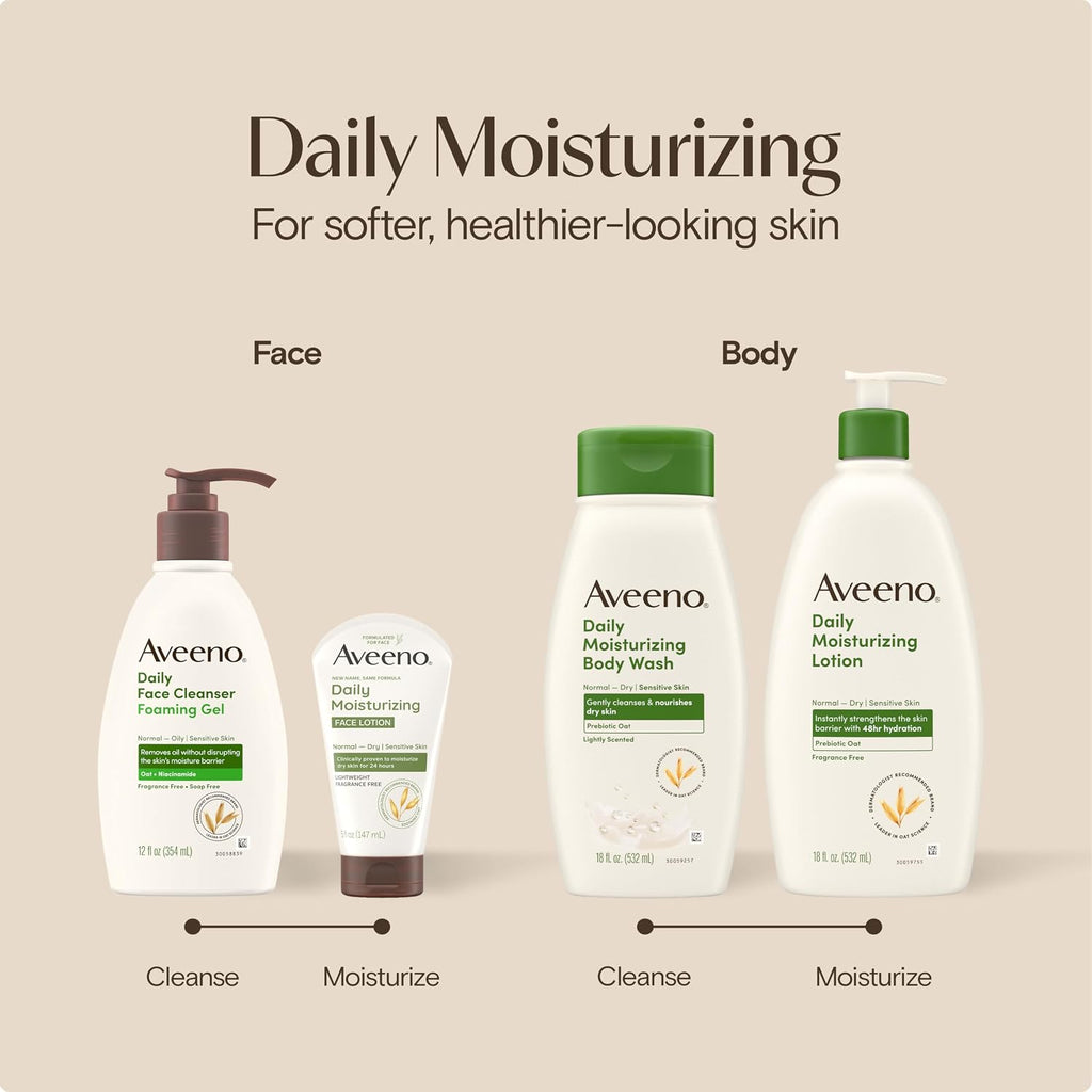 Aveeno Daily Moisturizing Body Lotion, Fragrance-Free, 18 fl. oz