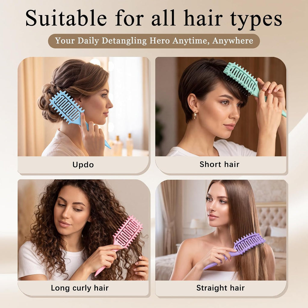 Curl Defining Brush for Curly Hair, Vented Detangling Hair Brush for Wet and Dry Styling, Curved Brush for Shaping and S