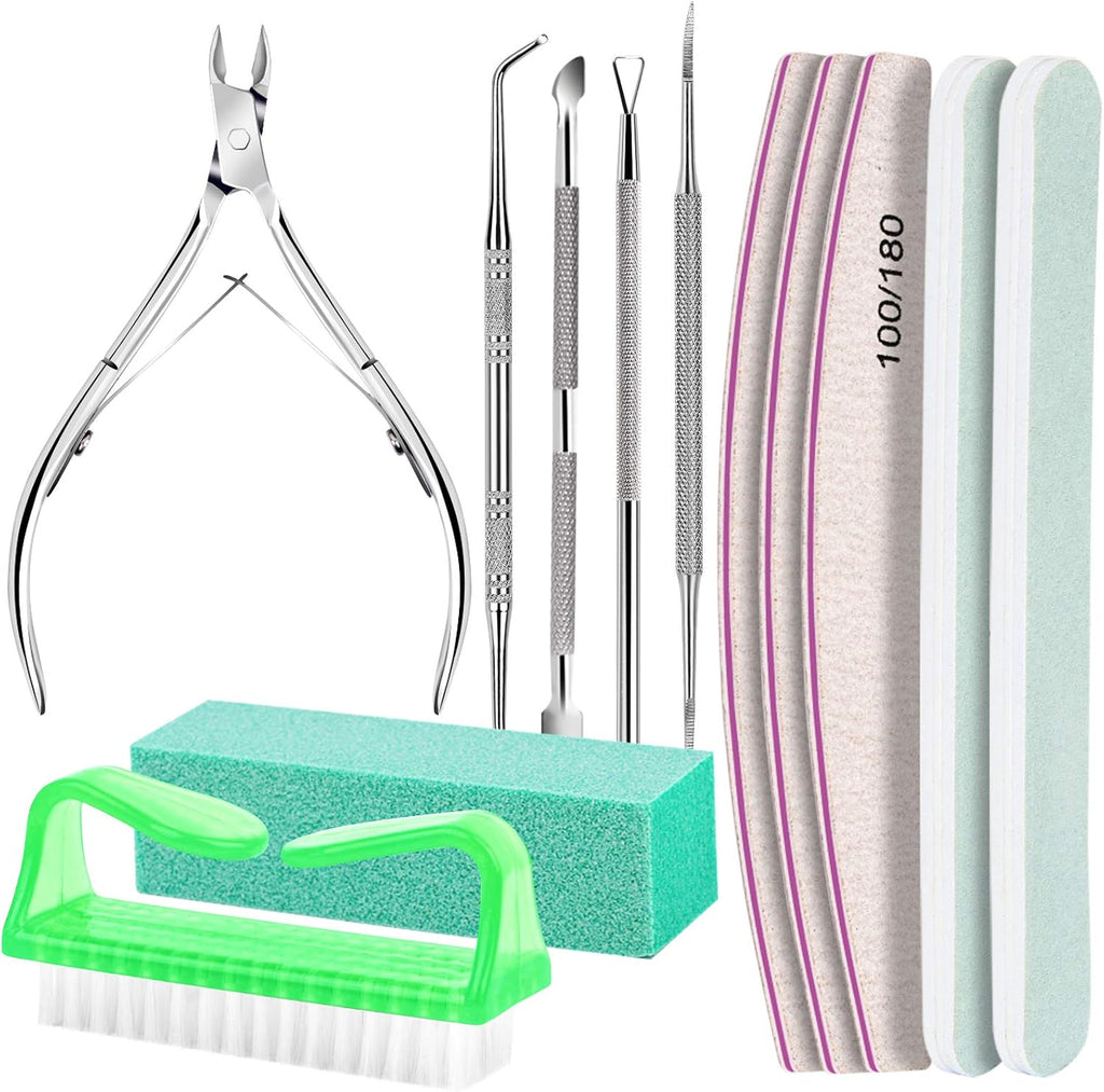 FANDAMEI Nail Care Kit, Nail Files 100/180, Nail Buffer Block, Cuticle Nippers, Cuticle Trimmer, Cuticle Pusher, Nail To