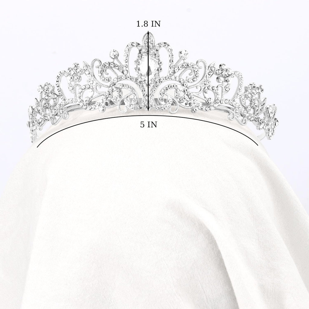 Didder Silver Crystal Tiara Crowns for Women Girls Elegant Princess Crown with Combs, Tiaras for Women Bridal Wedding Pr