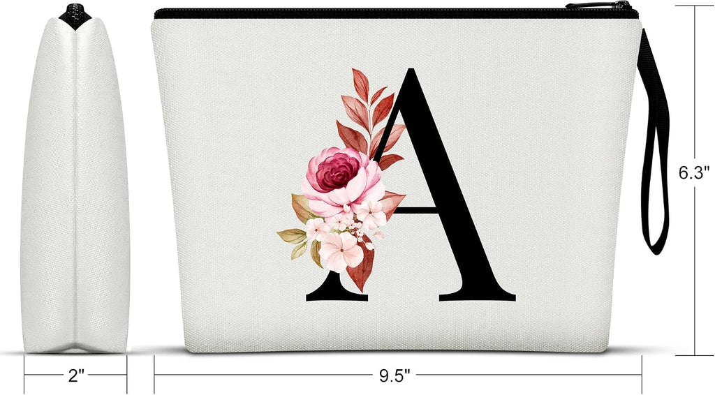 Vavabox A-Z Personalized Makeup Bag, Birthday Gifts for Women Mom, Gifts for Best Friend, Bride Bridesmaid Cosmetic bag 