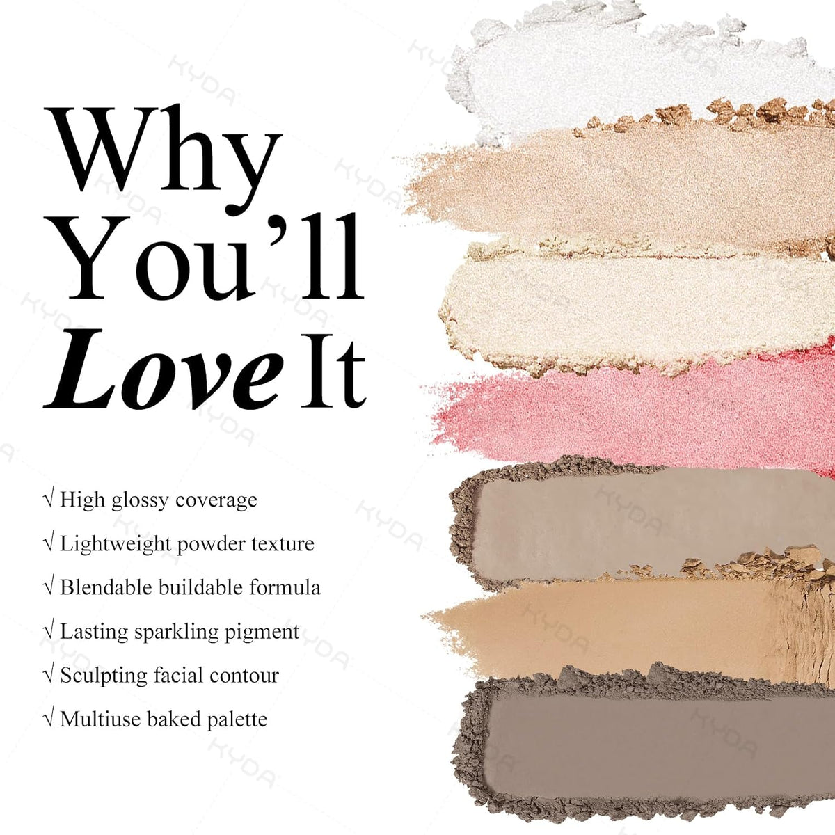KYDA Face Sculpting Contour Palette, Smooth Matte Contour Pressed Powder, Ultra-fine Lightweight, Easy to Blend, Multius