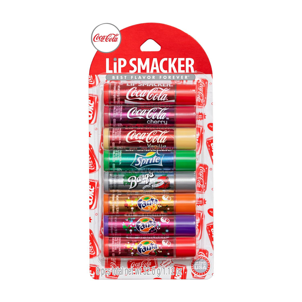 Lip Smacker Coca-Cola Flavored Balm, 8 Count, Flavors Coke, Cherry Vanilla Sprite, Root Beer, Orange Fanta, Grape Strawb