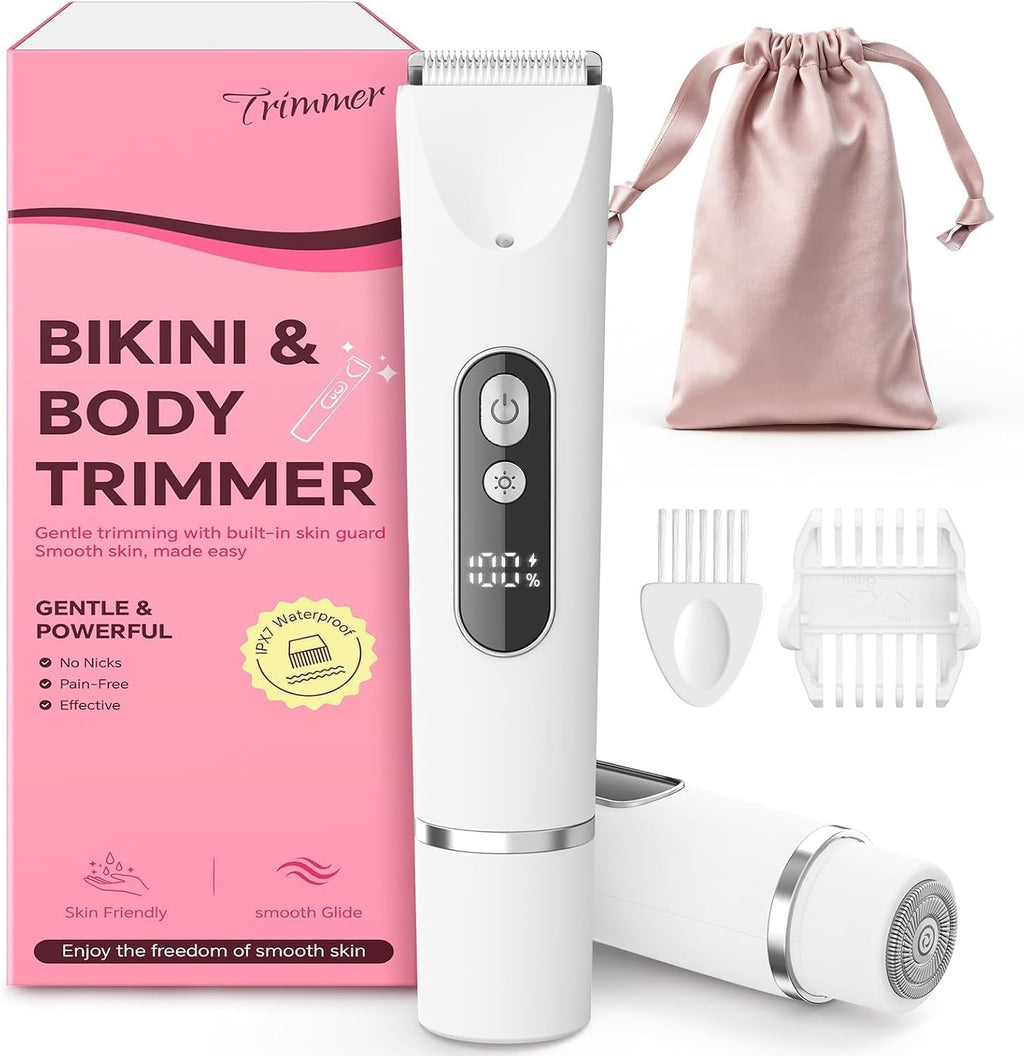 Bikini Trimmer for Women,Smooth Electric Razor for Sensitive Skin, IPX7 Waterproof Wet & Dry Cordless Body Shaver Replac